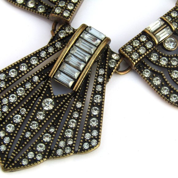 Art Deco Style Rhinestone Statement Necklace - Picture 3 of 6